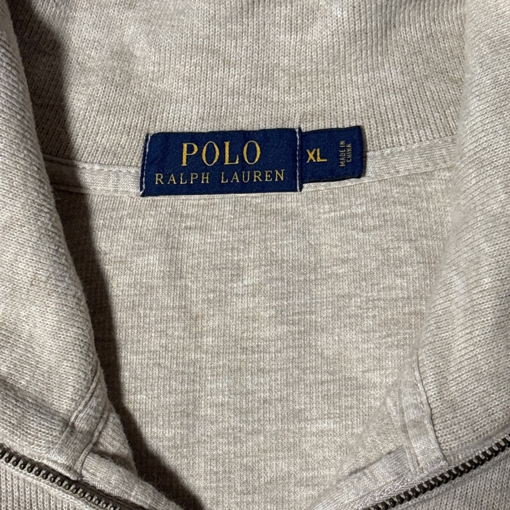 POLO Ralph Lauren Men Size XL Sweater Tan Cotton Knit 1/4 Zip Pullover Top - Picture 8 of 8